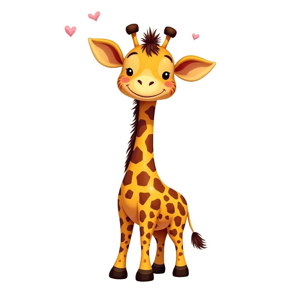 Adorable Giraffe with Hearts